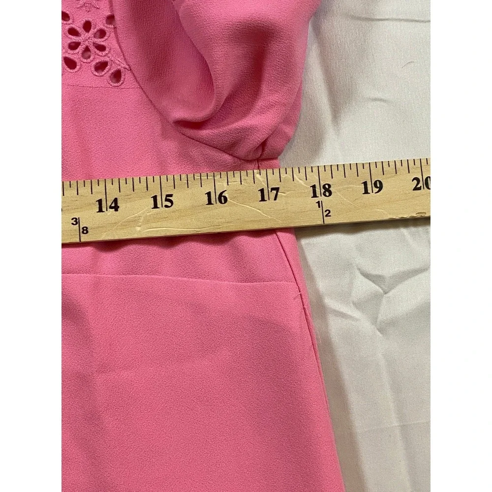 J. Crew NWT Pink Eyelet Lace Yoke Long Sleeve Shift Dress Womens 2 Valentine NEW